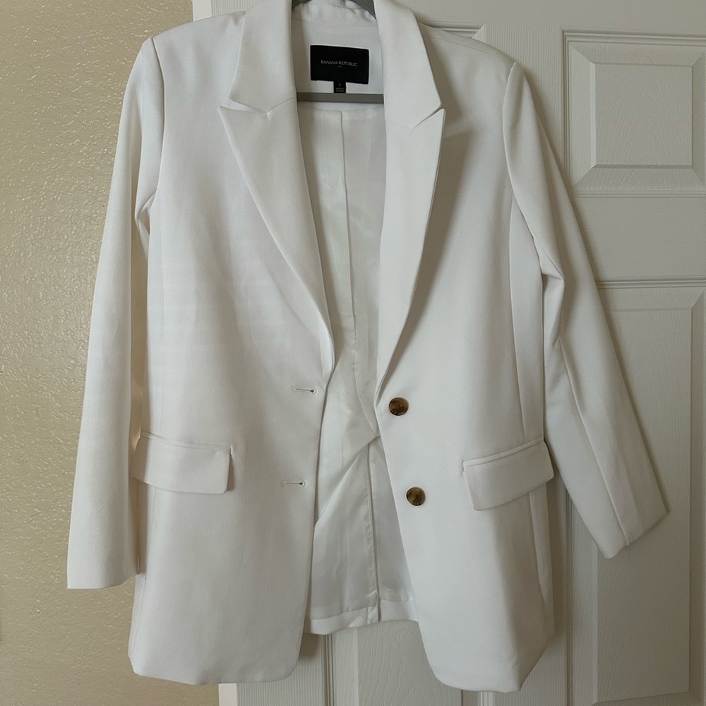 Banana Republic White Blazer with Gold Buttons
